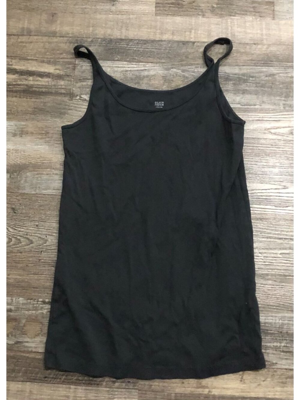 Eileen Fisher Medium Black Scoop-neck Spaghetti Strap Camisole Top Shirt